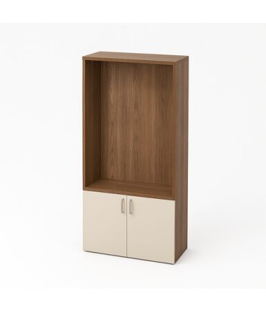 Regał z podwójnymi drzwiczkami na dole